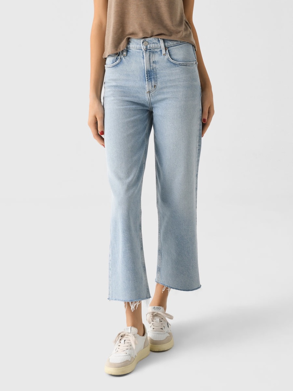 AGOLDE Ren Wide Leg Jean 29 8 light wash high rise raw hem designer stretch raw - Picture 2 of 13